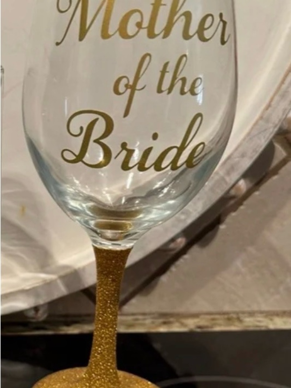 Source Unknown Gold Glitter Bride Glass